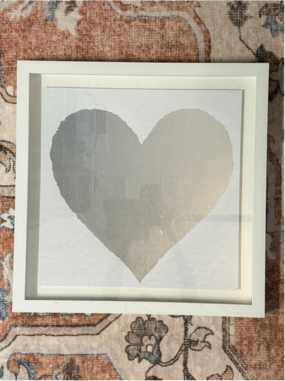 RH Teen Heart Metallic Foil Art Print, One Size, White and Silver